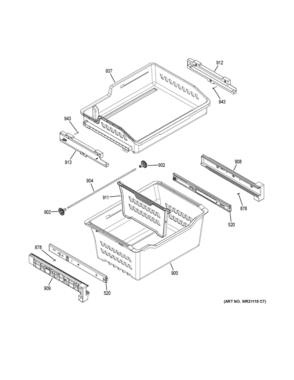 FREEZER SHELVES Diagram and Parts List for GFE24JGKBFBB  General Electric Refrigerator