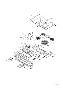 CONTROL PANEL & COOKTOP Diagram and Parts List for JCS860DF1BB  General Electric Range