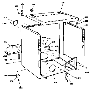 Cabinet Diagram and Parts List for DDE8509RMC  General Electric Dryer