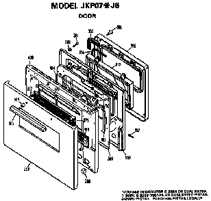 Door Diagram and Parts List for JKP07J6  General Electric Wall Oven
