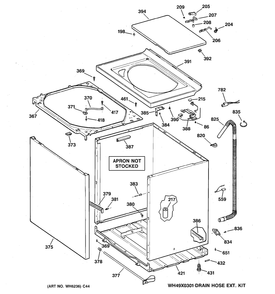 CABINET, COVER & FRONT PANEL Diagram and Parts List for HNXRP070B3WW  General Electric Washer