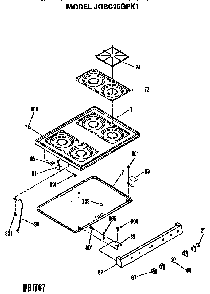 Cooktop Diagram and Parts List for JGBC15GPK1  General Electric Range