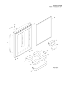 FRESH FOOD DOOR LEFT Diagram and Parts List for GDRS3KBYKRSS  General Electric Refrigerator