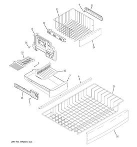 Freezer Shelves Diagram and Parts List for PFSS2MIYISS  General Electric Refrigerator