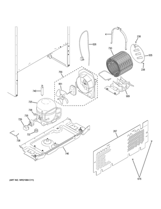 Machine Compartment Diagram and Parts List for GIE18CTHMRWW  General Electric Refrigerator