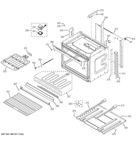 Lower Oven Diagram and Parts List for JT3500SF4SS  General Electric Wall Oven