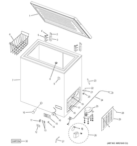 Freezer Parts Diagram and Parts List for FCM7SUHWW  General Electric Freezer