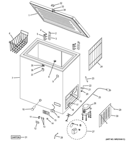 Freezer Parts Diagram and Parts List for FCM7DUHWW  General Electric Freezer