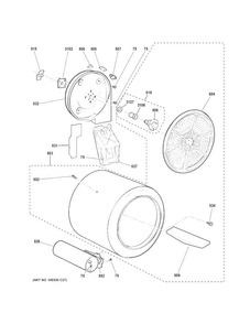 Drum Diagram and Parts List for GTD42GASJ0WW  General Electric Dryer