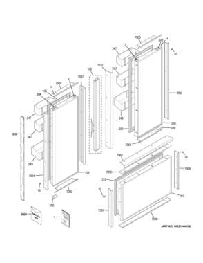 Part Location Diagram of WR02X23864 GE BRACKET & BUMPER ASM