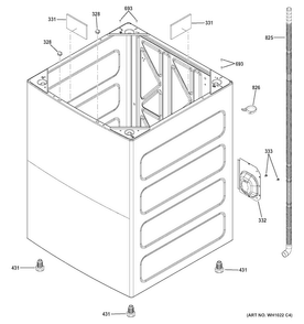 Cabinet Diagram and Parts List for GTW485ASJ1WS  General Electric Washer