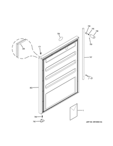 Door Diagram and Parts List for ZIBS240PBSS  General Electric Refrigerator