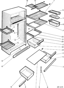 CABINET Diagram and Parts List for 34510-2  General Electric Refrigerator