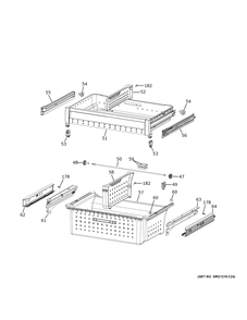 Freezer Shelves Diagram and Parts List for PVD28BYNFFS  General Electric Refrigerator