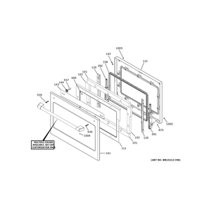 Lower Door 1 Diagram and Parts List for CTD90DP2N4S1  General Electric Wall Oven