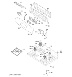 Part Location Diagram of WB62X26314 GE Range Top