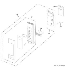 Control Parts Diagram and Parts List for JVM7195RF1SS  General Electric Microwave