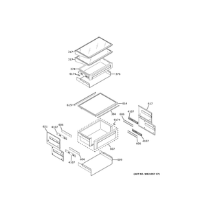 Fresh Food Shelves Diagram and Parts List for CSB48WP2NMS1  General Electric Refrigerator