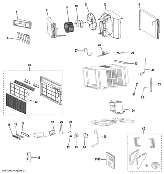 Part Location Diagram of WJ26X27713 GE UI BOARD SUPPORT