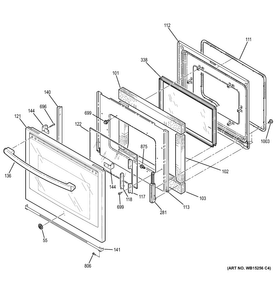Door Diagram and Parts List for PB930DH1BB  General Electric Range