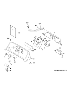 Controls And Backsplash Diagram and Parts List for GTW220ACW0WW  General Electric Washer