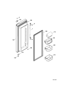 FF DOOR RIGHT Diagram and Parts List for GNR22DSEAFBS  General Electric Refrigerator