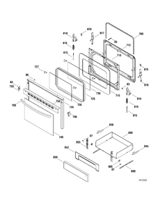 DOOR & DRAWER Diagram and Parts List for 147261  General Electric Range