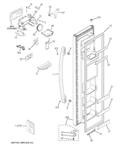 Freezer Door Diagram and Parts List for GSF25JGDSWW  General Electric Refrigerator