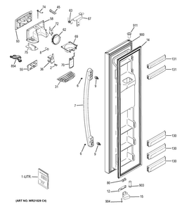 Freezer Door Diagram and Parts List for GZS22DGJCFWW  General Electric Refrigerator