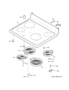 Cooktop Diagram and Parts List for JB625RKBSS  General Electric Range