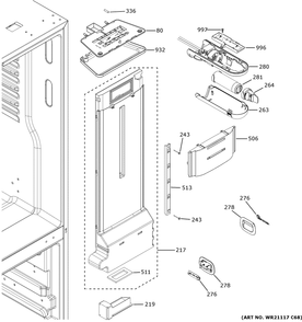 Fresh Food Section Diagram and Parts List for XFE26JSMTFSS  General Electric Refrigerator