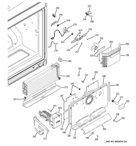 Freezer Section Diagram and Parts List for PFSF5NFZBCC  General Electric Refrigerator