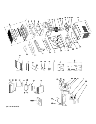 Room Air Conditioner Diagram and Parts List for AEE24DTH2  General Electric Air Conditioner