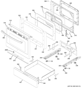 Door Diagram and Parts List for JGB720SEJ1SS  General Electric Range