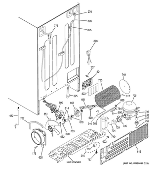 Machine Compartment Diagram and Parts List for XSS25GGHBCBB  General Electric Refrigerator