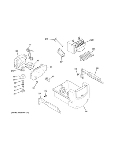 ICE MAKER & DISPENSER Diagram and Parts List for DSE25JBLJCTS  General Electric Refrigerator