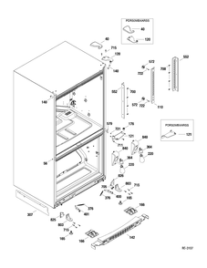 HINGE PARTS Diagram and Parts List for PDRS0MBXALSS  General Electric Refrigerator