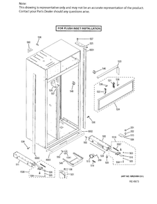 CASE PARTS - FLUSH INSET Diagram and Parts List for ZIS420NKB  General Electric Refrigerator