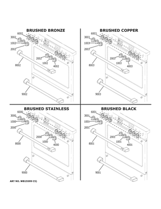 Cafe Customization Diagram and Parts List for CES700P4M1W2  General Electric Range