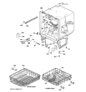 Body Parts Diagram and Parts List for GSD1000G20WW  General Electric Dishwasher