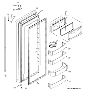 FRESH FOOD DOOR Diagram and Parts List for ZISS420NHBSS  General Electric Refrigerator