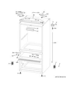 Case Parts Diagram and Parts List for CXE22DP4PDW2  General Electric Refrigerator