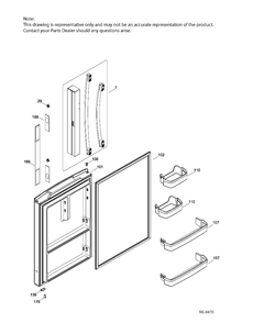 FF DOOR LT Diagram and Parts List for PDE21KSKAKSS  General Electric Refrigerator