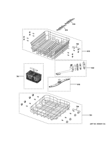 Rack Assemblies Diagram and Parts List for GDT226SIL2II  General Electric Dishwasher