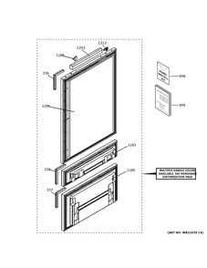 Doors Diagram and Parts List for ZIK30GNNCII  General Electric Refrigerator