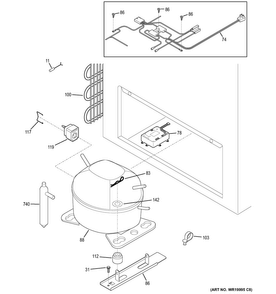 Machine Compartment Diagram and Parts List for FCM25SUDWW  General Electric Freezer