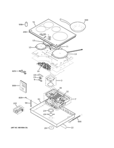 Control Panel And Cooktop Diagram and Parts List for CHP90301T1BB  General Electric Range