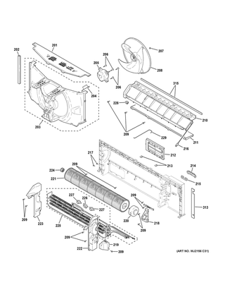 Motor & Chassis Parts Diagram and Parts List for AZ65H15EADW2  General Electric Air Conditioner