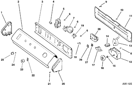 CONTROL GROUP Diagram and Parts List for 55325119  General Electric Washer