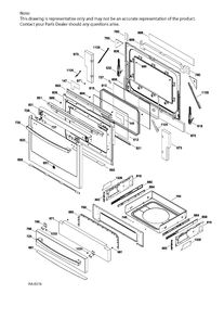 DOOR AND DRAWER PARTS Diagram and Parts List for PC2S920EEJ1ES  General Electric Range